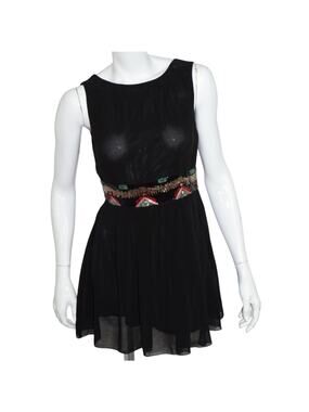 TFNC Dress S Chiffon Beaded Black